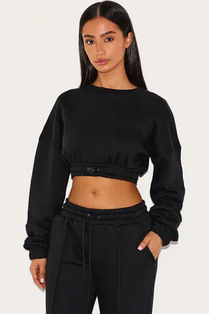 PRETTYLITTLETHING Petite Crop Elasticated Sweat Top