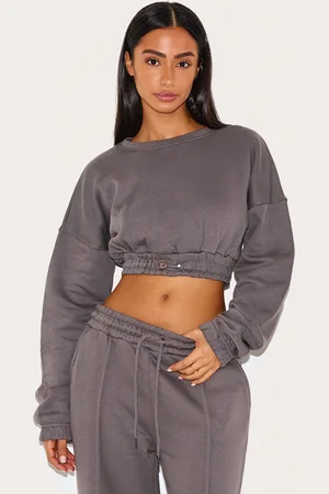 PRETTYLITTLETHING Petite Crop Elasticated Sweat Top