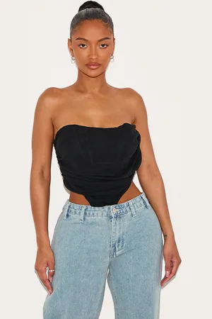 PRETTYLITTLETHING Shape Chiffon Ruched Corset Crop Top