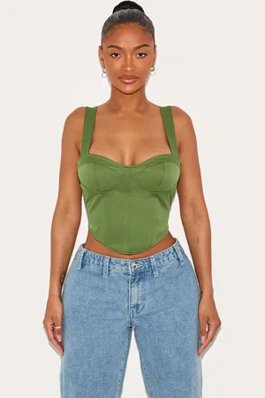 PRETTYLITTLETHING Shape Woven Corset Crop Top