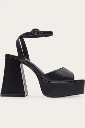 PRETTYLITTLETHING PU Strap Detail Flare Platform Heeled Sandals