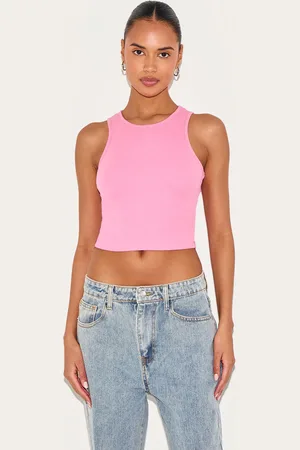 PRETTYLITTLETHING Basic Rib Racer Crop Top