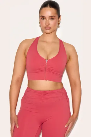 PRETTYLITTLETHING Shape Active Ruched Zip Front Cupped Sports Bra