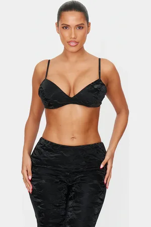 PRETTYLITTLETHING Shape Washed Faux Leather Bralet