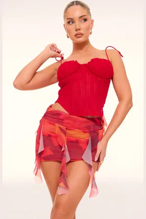 PRETTYLITTLETHING Floral Printed Ruffle Hem Mini Skirt