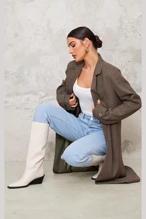 PRETTYLITTLETHING PU Point Toe Black Heel Western Boots