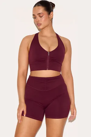 PRETTYLITTLETHING Shape Active Ruched Zip Front Cupped Sports Bra