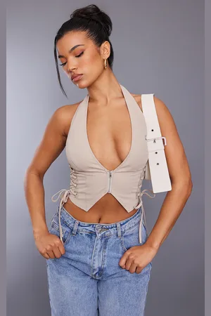 PRETTYLITTLETHING Cargo Lace Up Side Zip Up Crop Top