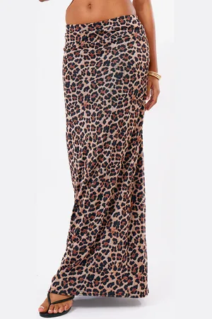 PRETTYLITTLETHING Printed Lined Mesh Maxi Skirt