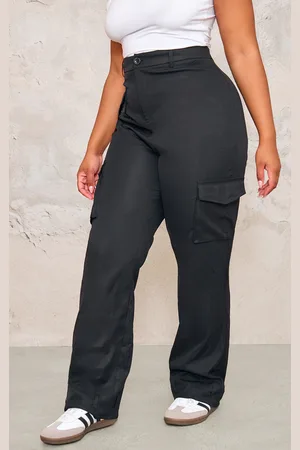 PRETTYLITTLETHING Plus Pocket Front Cargo Straight Leg Pants
