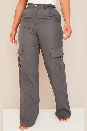 PRETTYLITTLETHING Shape Buckle Detail Cargo Wide Leg Pants
