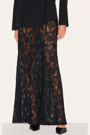 PRETTYLITTLETHING Floral Lace Sheer Maxi Skirt