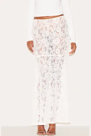 PRETTYLITTLETHING Floral Lace Sheer Maxi Skirt