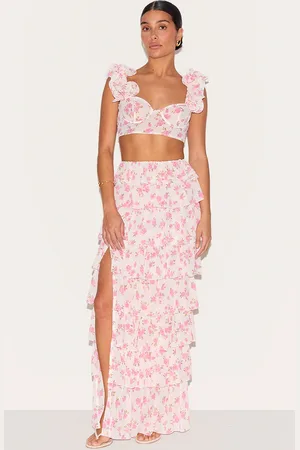 PRETTYLITTLETHING Petite Floral Ruffle Maxi Skirt