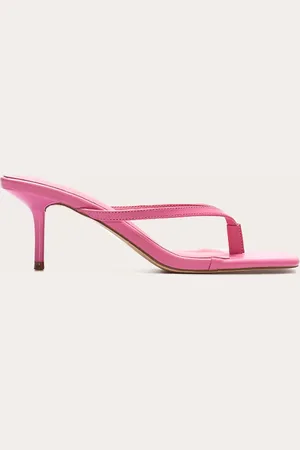 PRETTYLITTLETHING Pu Square Toe Thong Mid Stiletto Heeled Mules