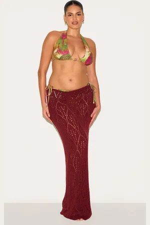 PRETTYLITTLETHING Plus Crochet Maxi Knot Detail Beach Skirt