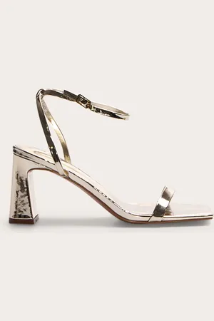 PRETTYLITTLETHING PU Pu Square Toe Barely There Block High Heel Sandals