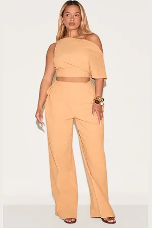 PRETTYLITTLETHING Shape Linen Look Highwaisted Pleated Wide Leg Pants