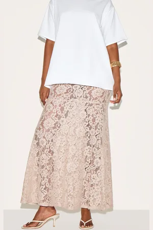 PRETTYLITTLETHING Floral Lace Sheer Maxi Skirt