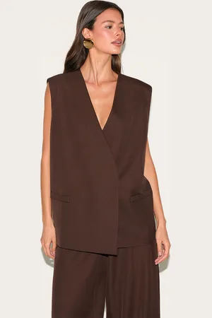 PRETTYLITTLETHING Woven Collarless Oversized Shoulder Pad Vest