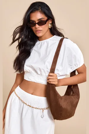 PRETTYLITTLETHING Shirred Waist Cap Sleeve Crop Top