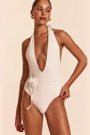 PRETTYLITTLETHING Halter Neck Plunge Belted Swimsuit
