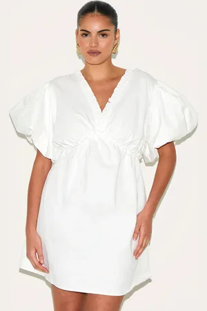 PRETTYLITTLETHING Plus Cotton Gathered A-line Dress