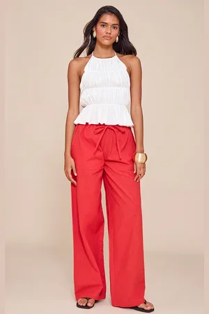 PRETTYLITTLETHING Linen Drawstring Waist Pants