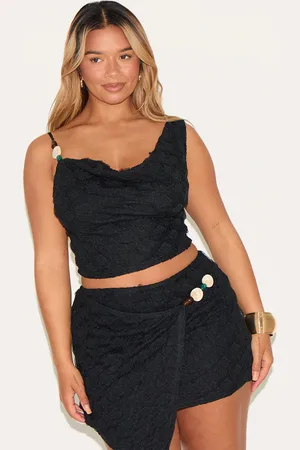 PRETTYLITTLETHING Shape Textured Wrap Over Beaded Trim Mini Skirt