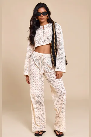 PRETTYLITTLETHING Lace Straight Leg Pants