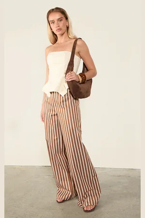 PRETTYLITTLETHING Cotton Striped Straight Leg Pants