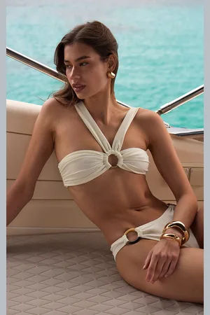 PRETTYLITTLETHING O Ring Ruched High Leg Bikini Bottoms
