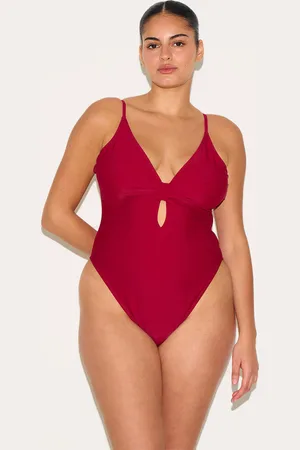 PRETTYLITTLETHING Plus Knot Front Cut Out Swimsuit