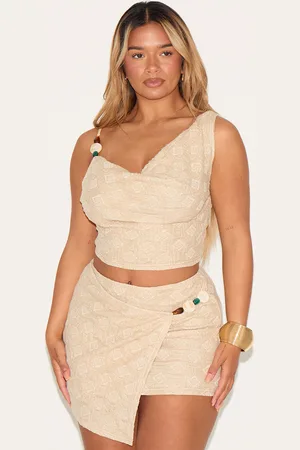 PRETTYLITTLETHING Shape Textured Wrap Over Beaded Trim Mini Skirt