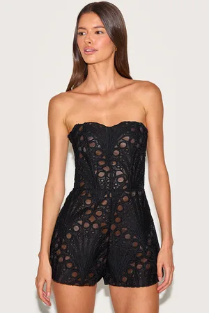 PRETTYLITTLETHING Textured Sheer Floral Corset Romper
