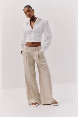 PRETTYLITTLETHING Woven Double Pleat Wide Leg Pant