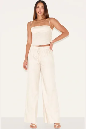PRETTYLITTLETHING Tall Drawstring Woven Wide Leg Pants
