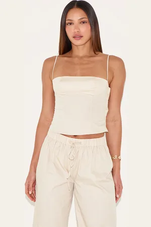 PRETTYLITTLETHING Tall Square Neck Woven Crop Top