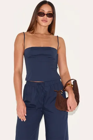 PRETTYLITTLETHING Tall Square Neck Woven Crop Top