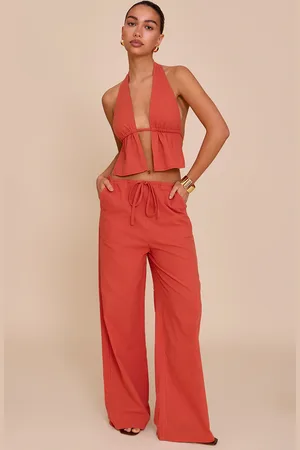 PRETTYLITTLETHING Cotton Low Rise Drawstring Wide Leg Pants