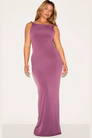 PRETTYLITTLETHING Shape Boat Neck Twist Shoulder Cowl Back Maxi Dress