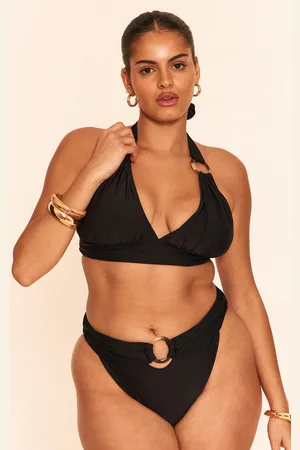 PRETTYLITTLETHING Plus O Ring Detail Ruched Triangle Bikini Top