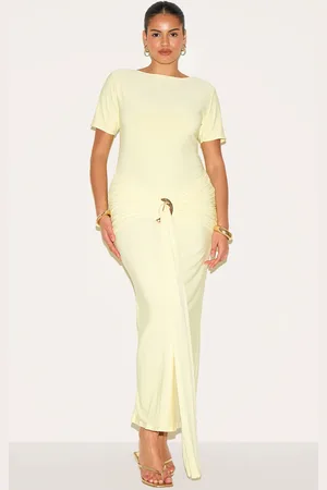 PRETTYLITTLETHING Plus Boat Neck Wrap Waist Detail Maxi Dress