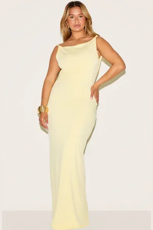 PRETTYLITTLETHING Shape Boat Neck Twist Shoulder Cowl Back Maxi Dress