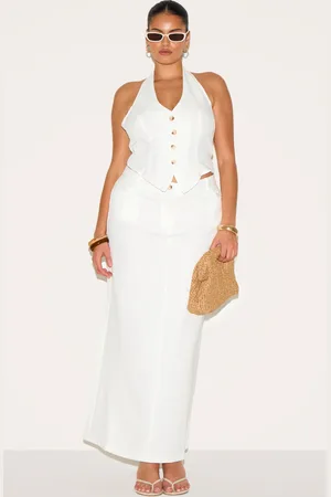 PRETTYLITTLETHING Plus Tailored Woven Maxi Skirt