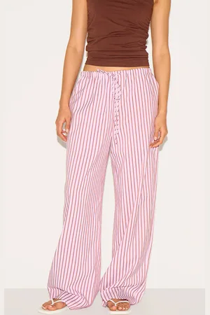 PRETTYLITTLETHING Striped Drawstring Straight Leg Pants