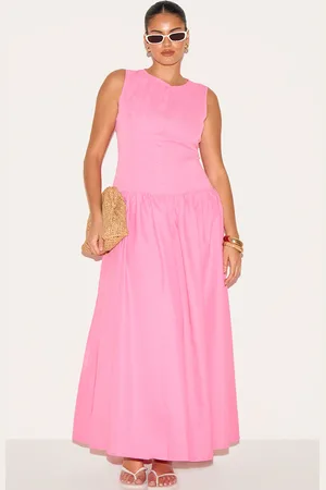 PRETTYLITTLETHING Plus Button Down Drop Waist Maxi Dress