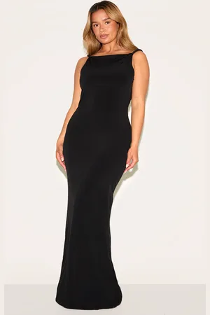 PRETTYLITTLETHING Shape Boat Neck Twist Shoulder Cowl Back Maxi Dress