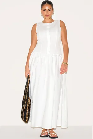 PRETTYLITTLETHING Plus Button Down Drop Waist Maxi Dress