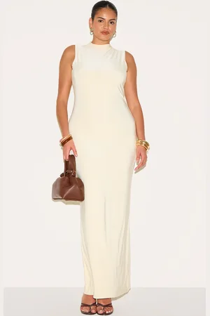 PRETTYLITTLETHING Plus Double Layer High Neck Sleeveless Maxi Dress